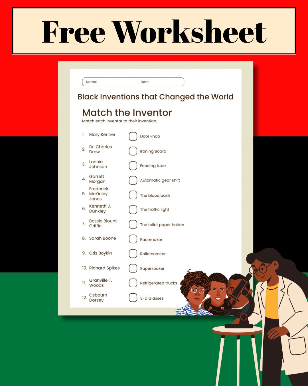 "Match the Inventor" Worksheet